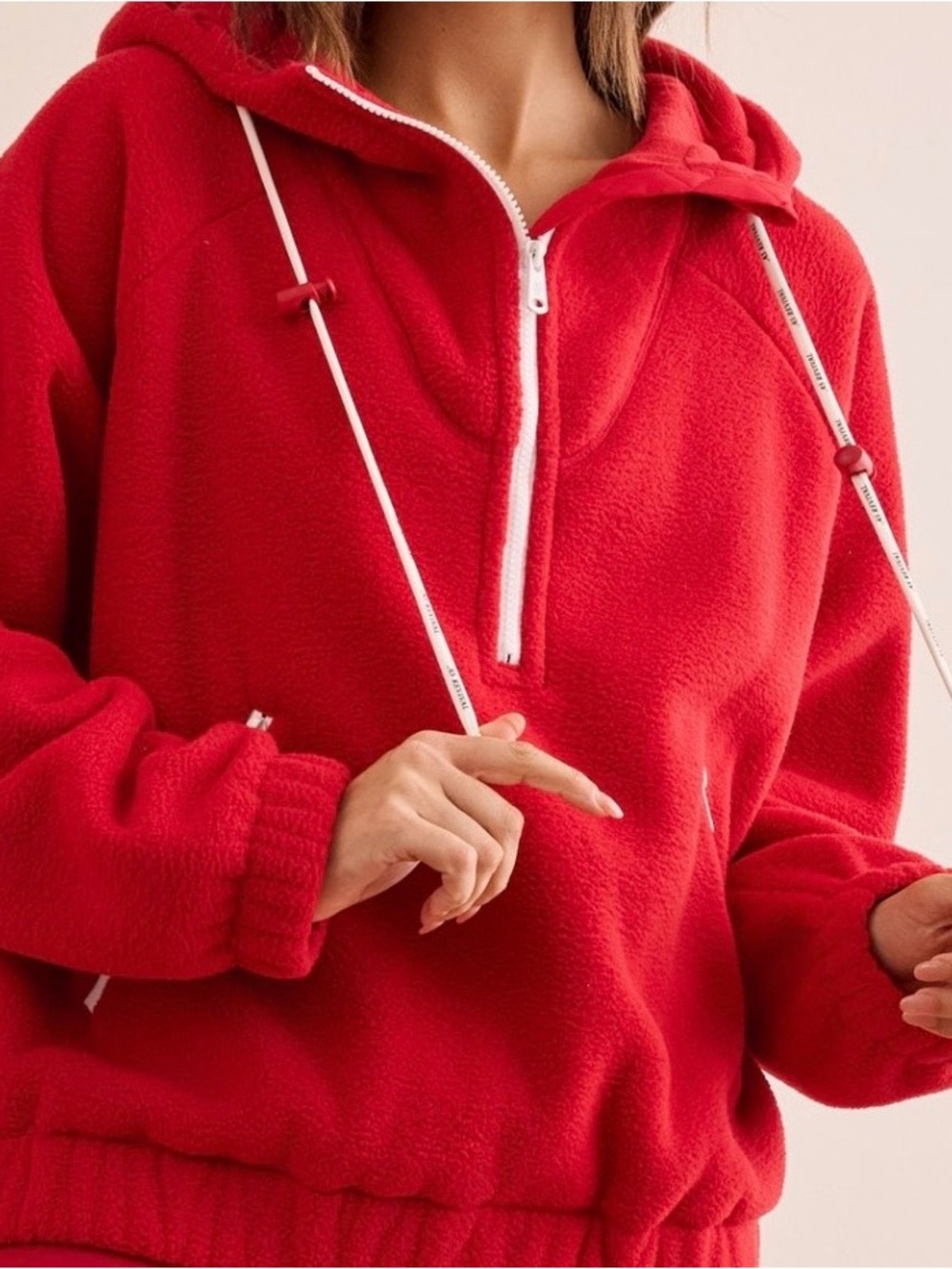 NEW Altar’d State AS Revival Red & White Oversized Sherpa Hoodie Size XS & XXL